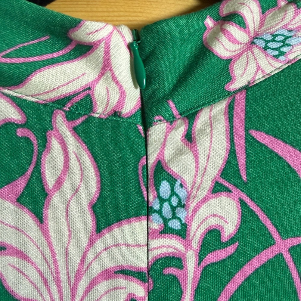 ME+EM Maxi Dress Women 8 Green Pink Floral Lily Mock Neck Sleeveless Resort - Picture 5 of 9